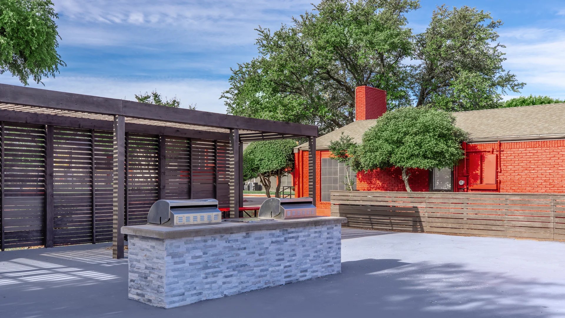 Picnic area with barbecue grills